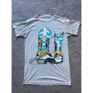 Vintage Rare Sun Sportswear Single Stitch White Tshirt Western Graphic Men's M